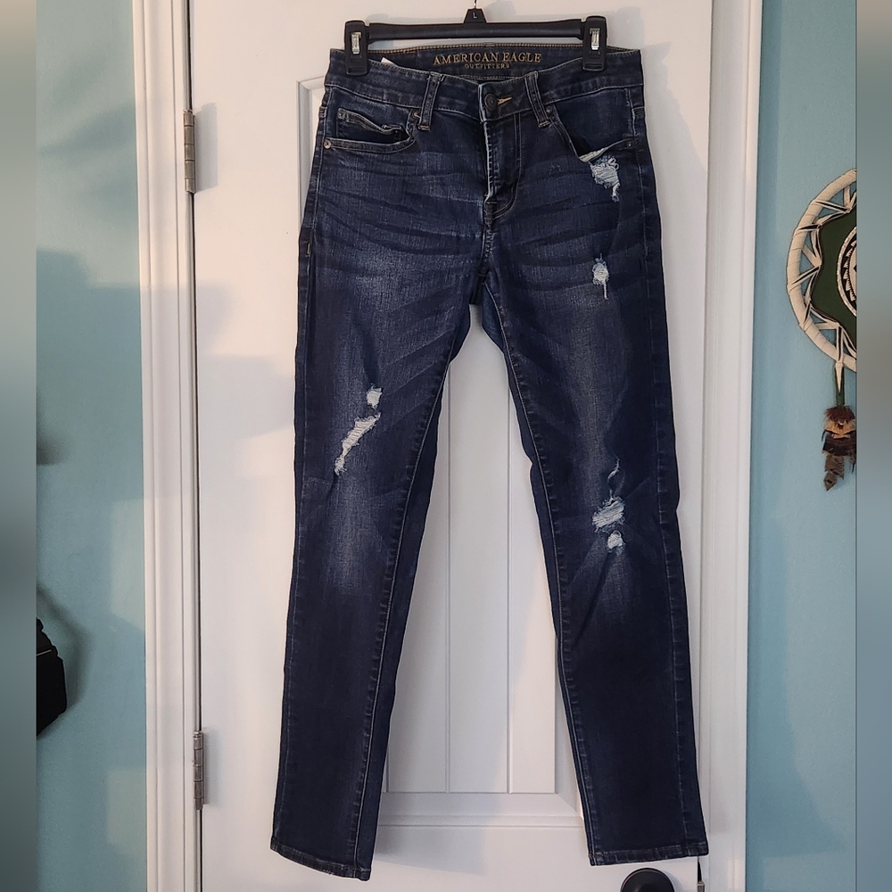 Dark Blue Distressed Jeans